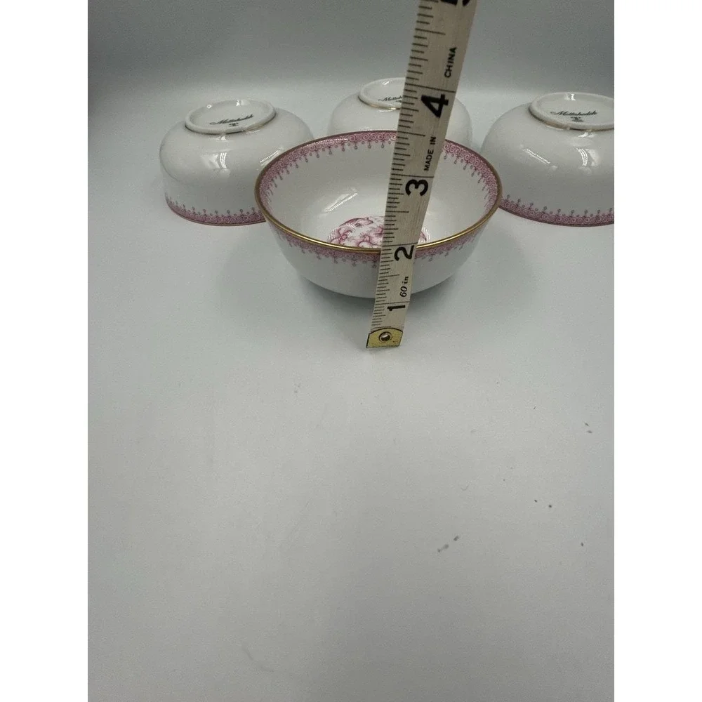 Mottahedeh Porcelain Floral Bowls Set of 4 White Pink Gold Trim 5 in never used